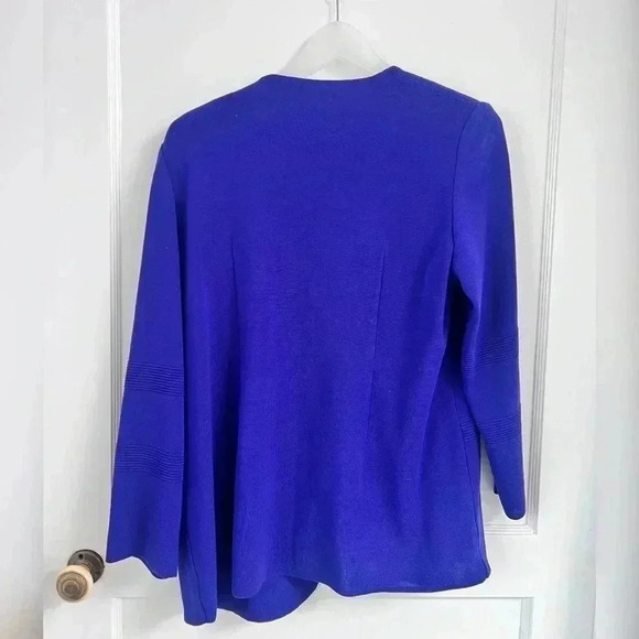 MISOOK Blue Open Blazer Button-Front Textured Knit Jacket LIKE NEW Size L - Picture 3 of 5